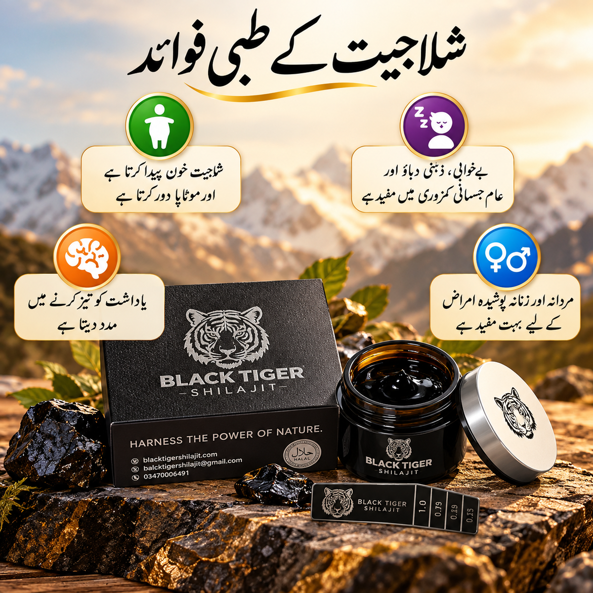 100% Pure Shilajit with free Spoon | خالص شیلاجیت